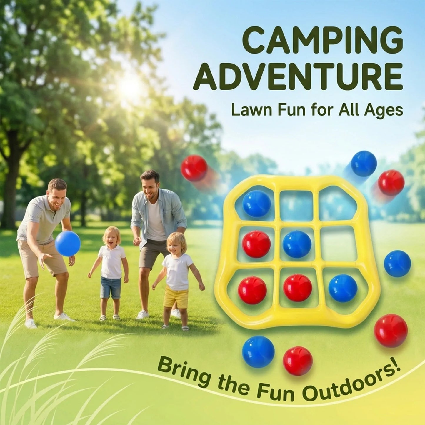 2026 Trending Outdoor Inflatable Water -Tac-Toe Toss Toy For Multiple People, Pool Interactive Nine- Ring Inflatable Float