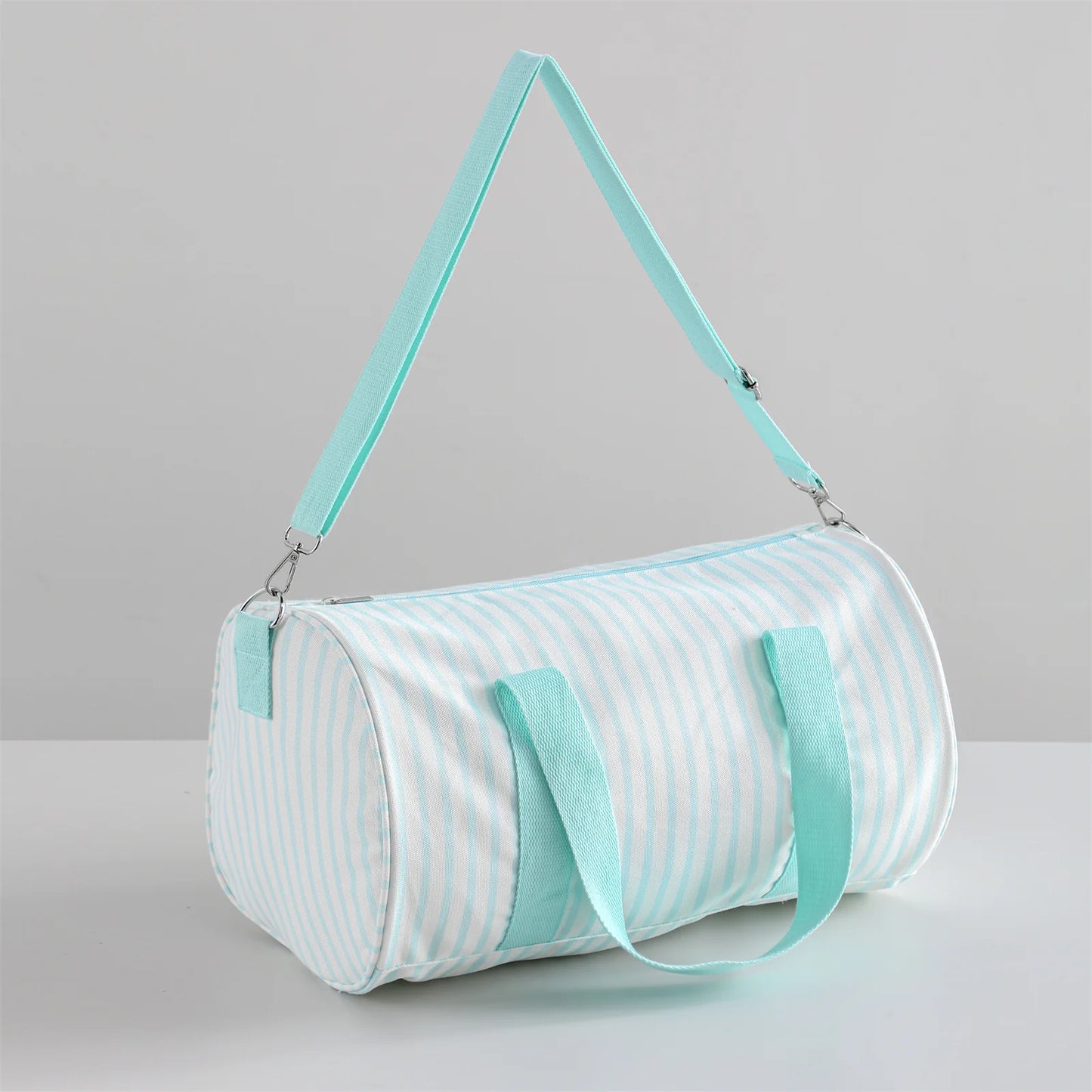 Striped Duffle Bag Women Canvas Travel Overnight Bag With Detachable Adjusted Strap Weekender Bag Vacation