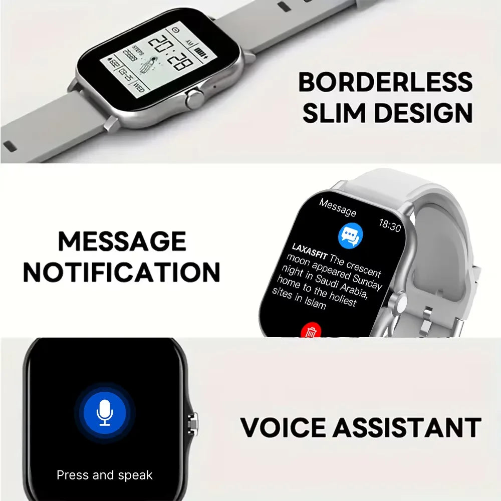 LAXASFIT 2026 New Smart Watch Bluetooth Talk Full Touch Screen Heart Rate Monitor Sports Fitness Smart Watch Men Women Gift