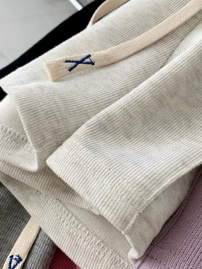 2026 Summer Shorts Women Elasticity Lovely Girls Korean Style Sweet Students Harajuku Simple Pure Gray Trousers Female New