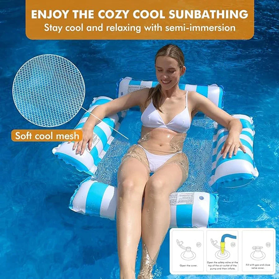 Water Hammock Recliner Inflatable Pool for Adults - Perfect for Pool Parties & Beach Fun,Party Water Rest Inflatable Seat