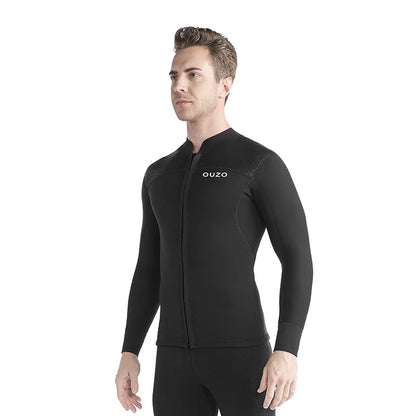 Wetsuit Tops Men and Women Vest 3mm Neoprene Long Sleeve Jacket Surfing Swimming Front Zip Wet Suit for Water Sports Shirt/Pants