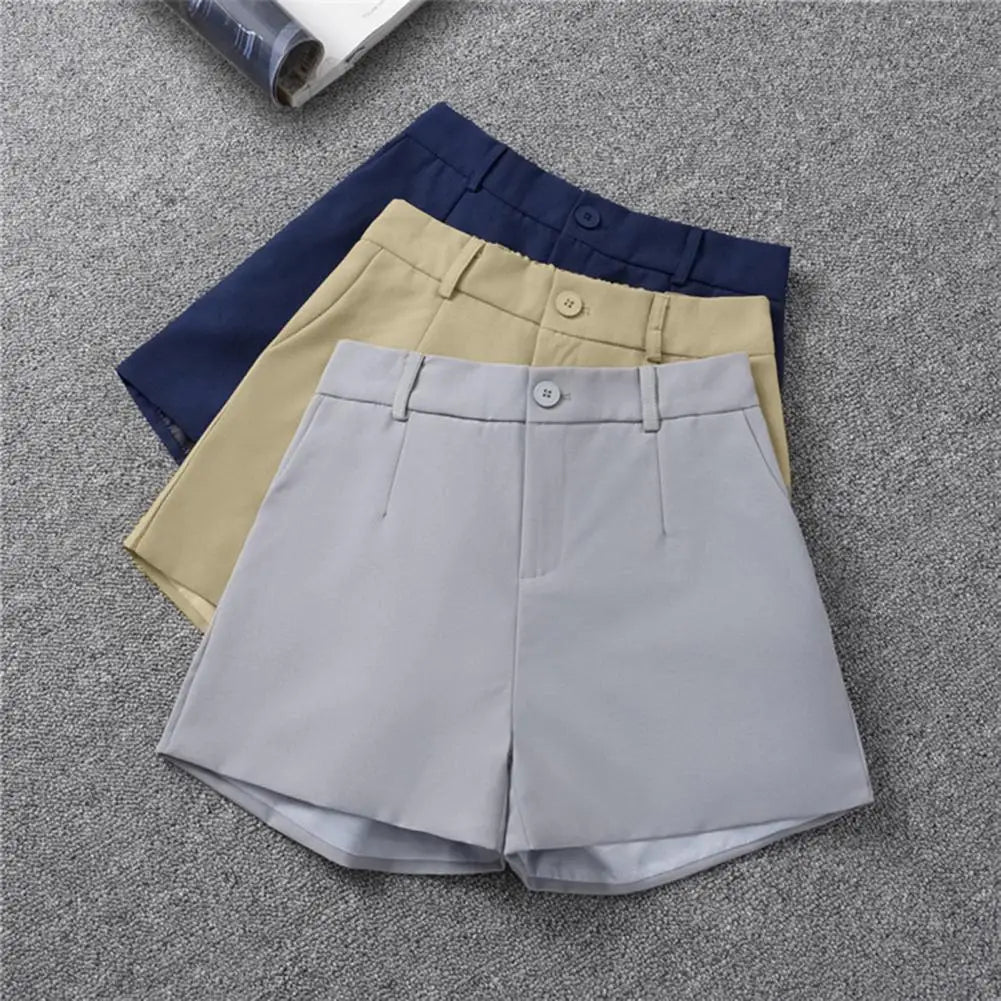 Women Suit Shorts Elegant High Waist White A Line Wide Leg Suit Short Commute Summer Suit Shorts Casual Slim Hot Short Pants