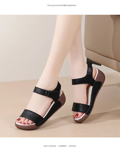 Women Shoes Wedge Heels Sandals 2025 Summer New  Sandals Female Platform Lether Elegant Wedges Sandals Sandalias Mujer