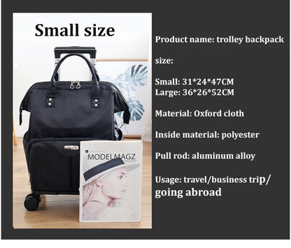 Wheeled bag for travel trolley bags Women travel backpack with wheels Oxford large capacity Travel Rolling Luggage Suitcase Bag