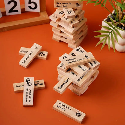 48PCS Dating Building Blocks For Date Nights Valentines And Adult Party Games Tower Game Deluxe Naughty Wooden Couple Toys