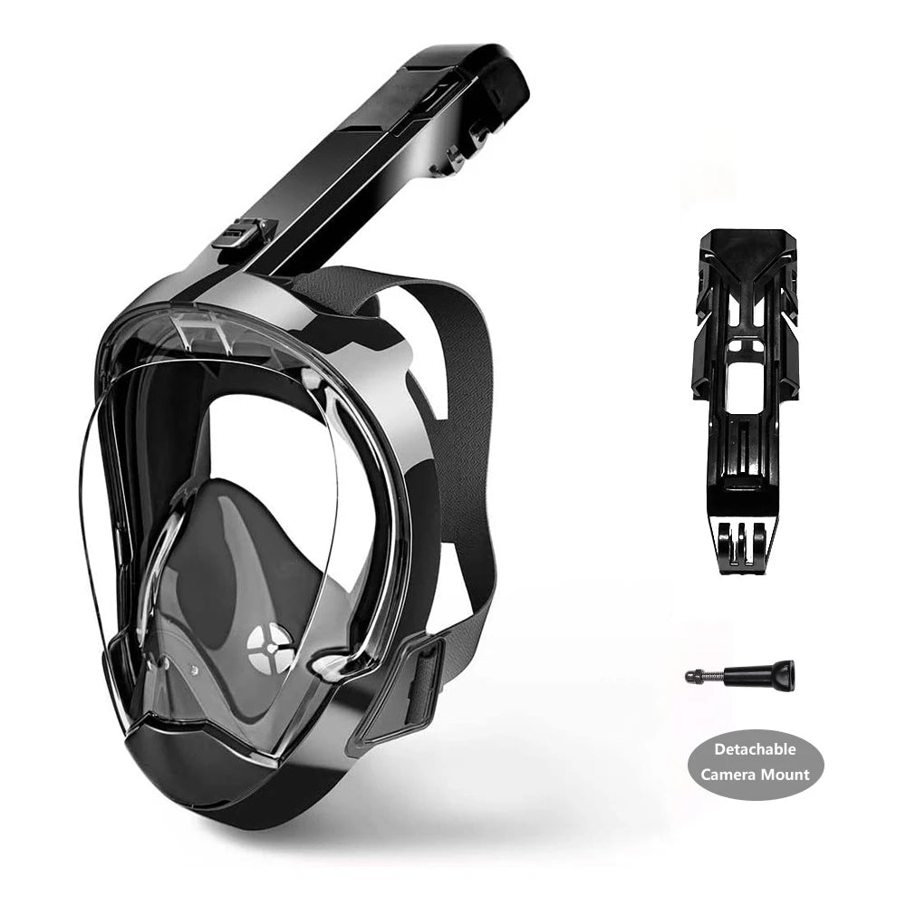 Full Face Diving Mask for Men Women Swim Snorkel Mask with Detachable Camera Mount Adult Snorkeling Tube Goggles Set Scuba Gear