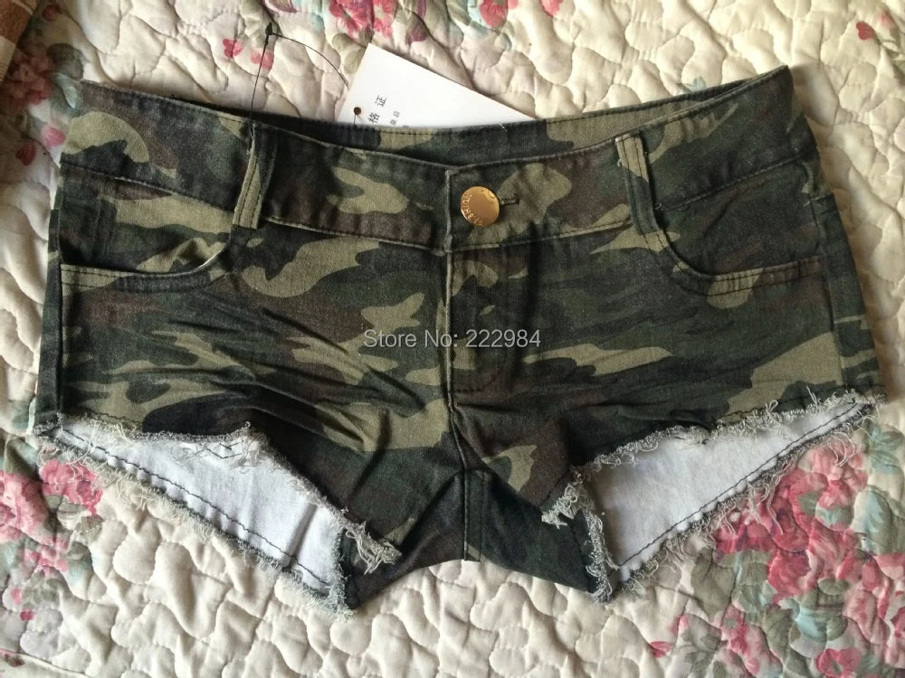 new fashion summer brand ladies girls Low waist sexy disco dance camouflage patterns Fatigues woman stretch tight shorts