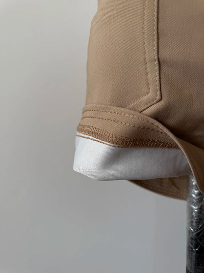 Khaki Casual Pants for Women Autumn and Winter Outerwear Booty Shorts Hips Elastic Tight Design High Waist Slimming Shorts Women