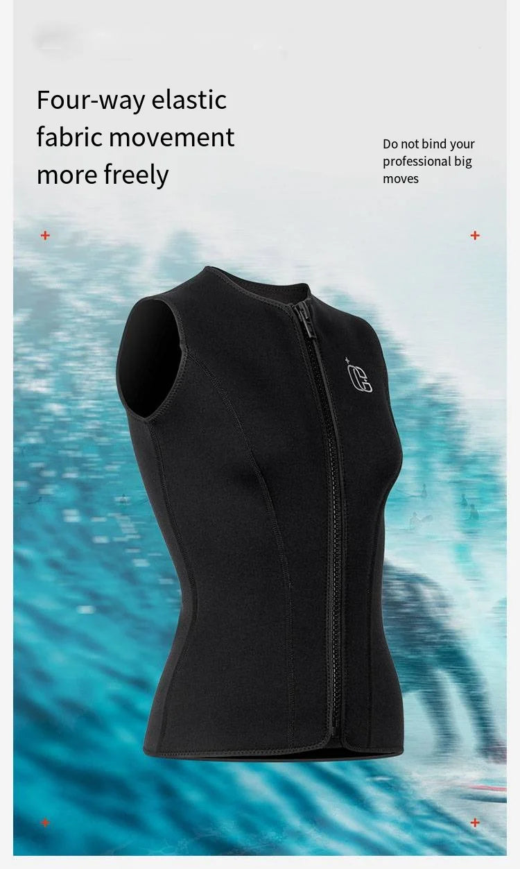 3MM Men Women Sleeveless Wetsuit Top No Hood Neoprene Thermal Vest for Scuba Diving Surfing Kayaking Swimming Water Sports