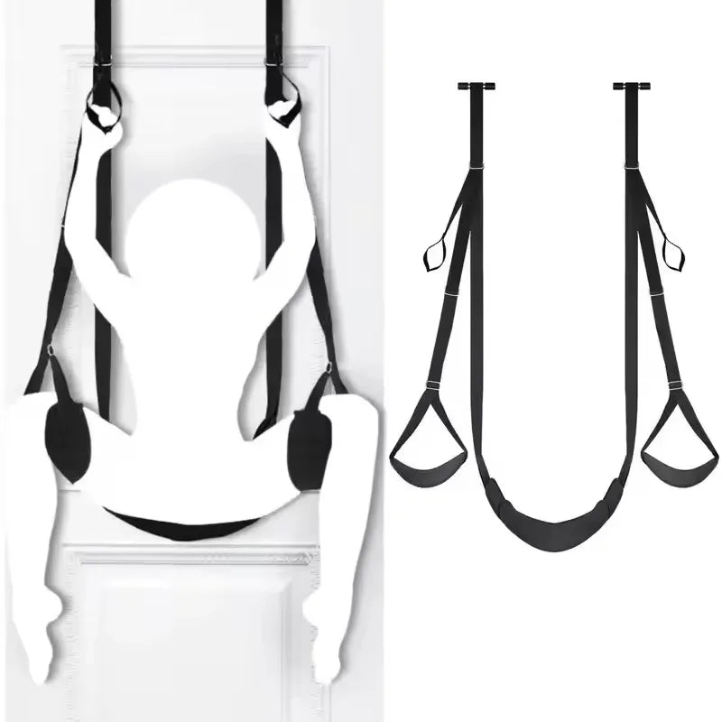 SM Sex Swing with Adjustable Door Anchor and Straps for Hands Feet Restraint Unlock Multiple Positions