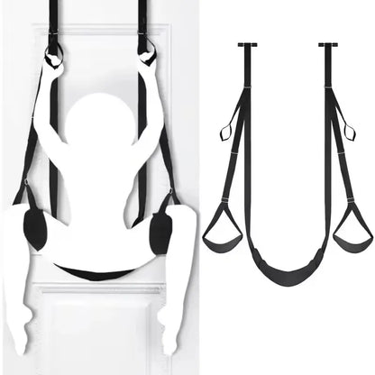 SM Sex Swing with Adjustable Door Anchor and Straps for Hands Feet Restraint Unlock Multiple Positions