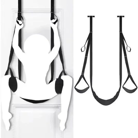 SM Sex Swing with Adjustable Door Anchor and Straps for Hands Feet Restraint Unlock Multiple Positions