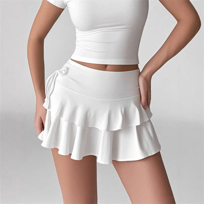 Women's High Waisted Solid Color Mini Skirt Summer Fashion Outdoor Versatile Slim Fit Elastic Waist Short Skirt Streetwear 2026