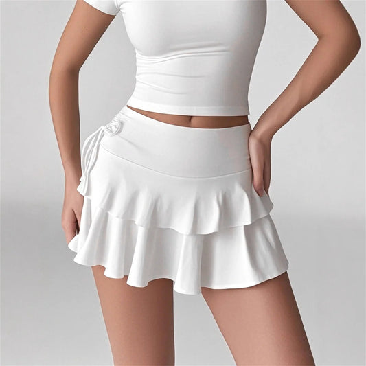 Women's High Waisted Solid Color Mini Skirt Summer Fashion Outdoor Versatile Slim Fit Elastic Waist Short Skirt Streetwear 2026