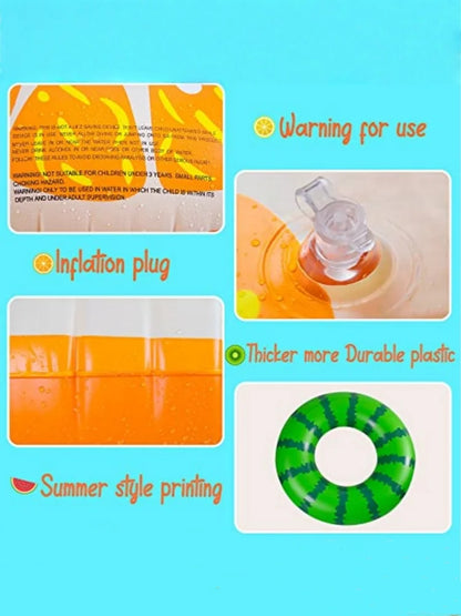 Fruit pool float, watermelon kiwi orange lemon swim ring, beach ball - inflatable tube floating water toys
