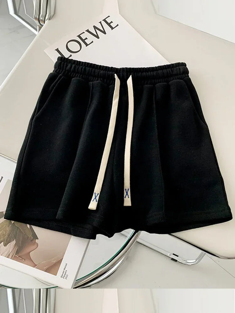 2026 Summer Shorts Women Elasticity Lovely Girls Korean Style Sweet Students Harajuku Simple Pure Gray Trousers Female New