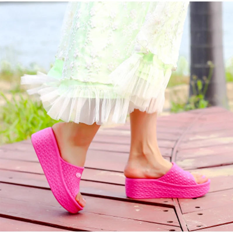 Summer Woman Slippers Thick Bottom Platform Open Toe Females Shoes Solid Non Slip Ladies Sandals Wear-resistant Slides 2022 New