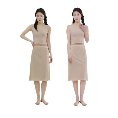 High Waist Solid Color Cotton Women Long Petticoat Ice Silk Underskirt Underskirt Half Slips Safety Underskirt Slips
