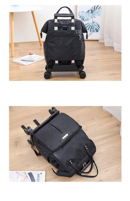 Wheeled bag for travel trolley bags Women travel backpack with wheels Oxford large capacity Travel Rolling Luggage Suitcase Bag