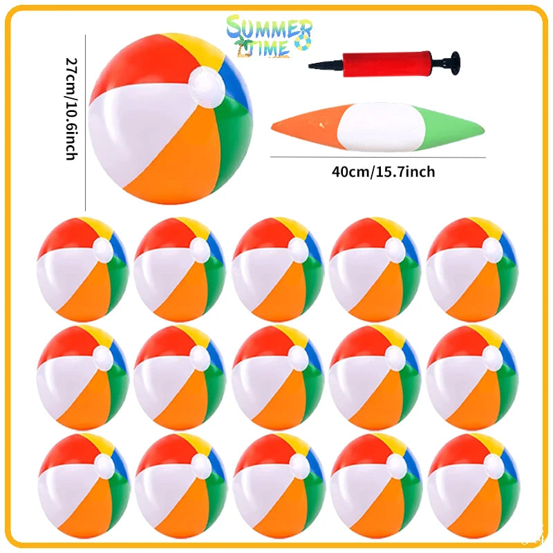 Inflatable Beach Balls Rainbow Color Pool Ball Swimming Pool Water Games for Kids Birthday Gifts Summer Party Favors Volleyball