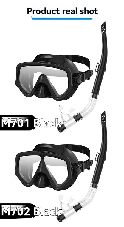 Diving Mask Snorkel Set For Adults Tempered Glass Scuba Professional Panoramic Snorkeling Gear Swimming Training Snorkel Kit