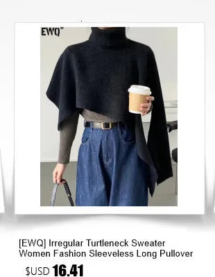 [EWQ]Japan Style Polka Dots Knitted High Waist Skirt Women's 2025 New Autumn Winter Oofice Lady Elastic A-line Pleated Midiskirt