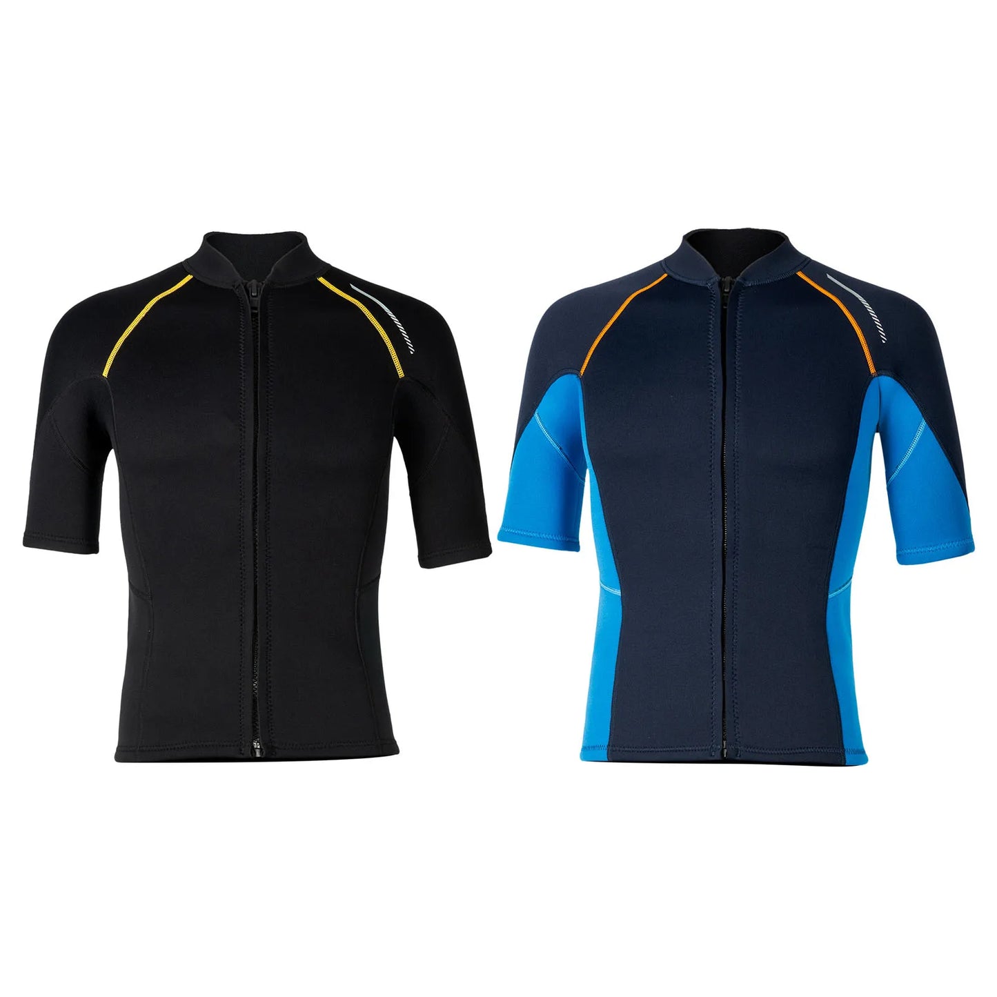 Men's Rash Guard Swimsuit Tops Short Sleeves Front Zip Wetsuit Top 1.5mm Neoprene Swim Tops Swimming Diving Surfing Snorkeling