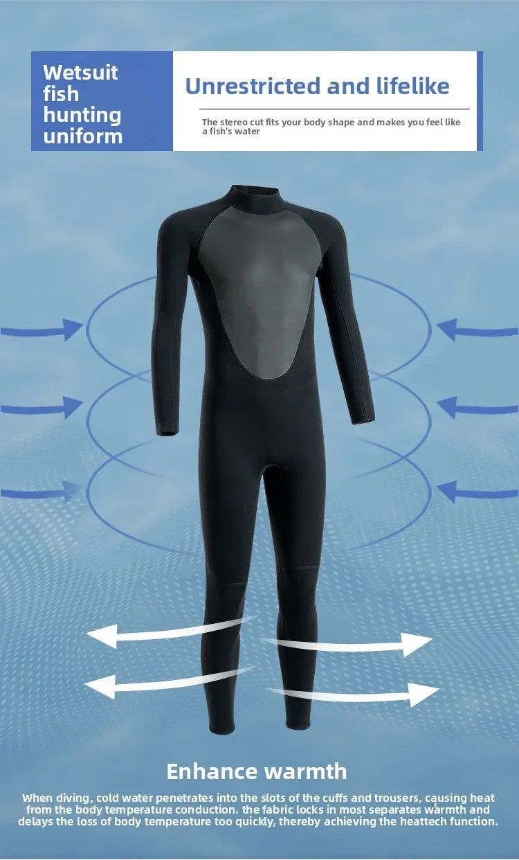 2025 Wetsuit Men's Warm and Cold 3/5mm Wet Winter Swimming One-piece Snorkeling Sun Protection Surf Suit Women's Wetsuit