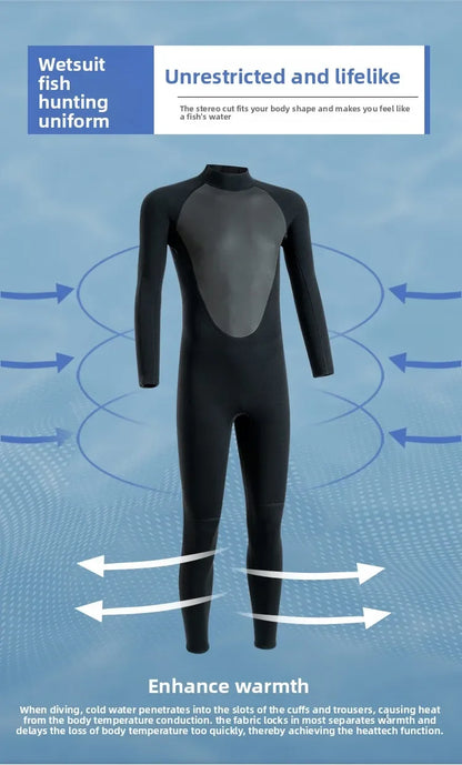 2025 Wetsuit Men's Warm and Cold 3/5mm Wet Winter Swimming One-piece Snorkeling Sun Protection Surf Suit Women's Wetsuit