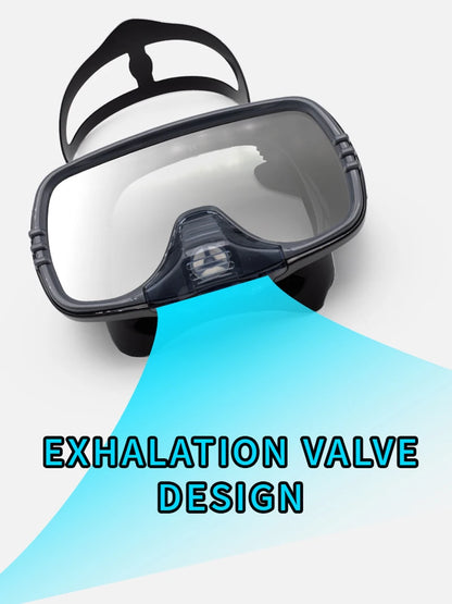 New Large Frame Diving Mask with Drain Valve|HD Tempered Glass Lens & Adjustable Silicone Strap,Swim Goggles,buceo, 수영,스노클링,마스크