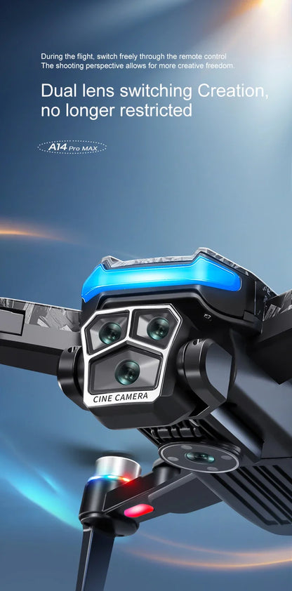 Xiaomi A14 pro Max Drone 8k HD Dual Camera GPS Brushless Optical Flow Obstacle Avoidance 4.5-inch Large Screen Uav Rc 20000m New