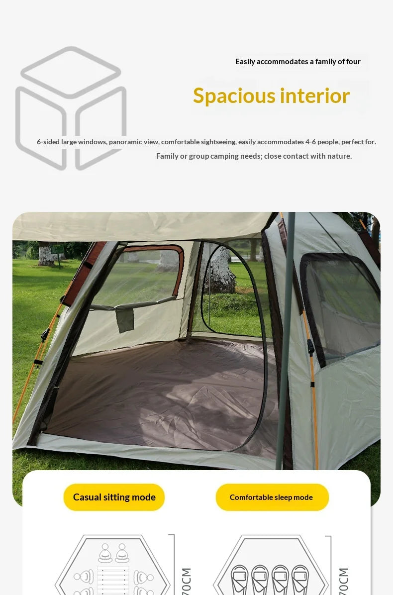 Camping Tents Automatic Pop Up Beach Camping Tent Portable Foldable Waterproof UV Sun Shade Instant Hexagonal Shelter Outdoor