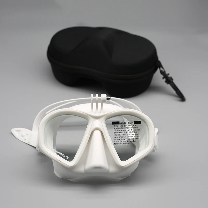 Tempered Glass Freediving Mask Snorkeling Set Foldable Snorkel J-type Diving Mask With Camera Mount〔DD329〕