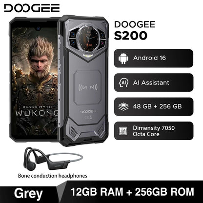 Global Version DOOGEE S200 5G Rugged Phone 12GB +256GB 6.72" Display 100MP AI Main Camera 10100mAh Mobilephone Android 16 NFC