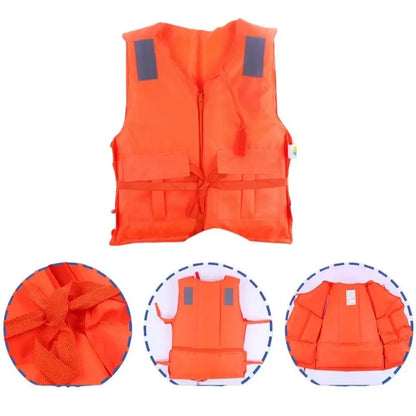 1Pcs Zipper Safety Life Jacket For Adult Flood Rescue Vest Emergency Flotation Device With Pockets Water Survival Safety Gear