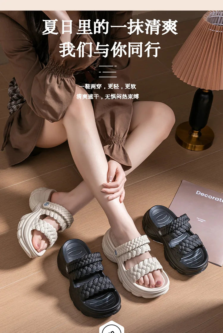 Comwarm Fashion Women's Slippers Platform Outdoor Female Slides Slip On Concise Slides EVA Soft Sole Comfortable Women's Sandals