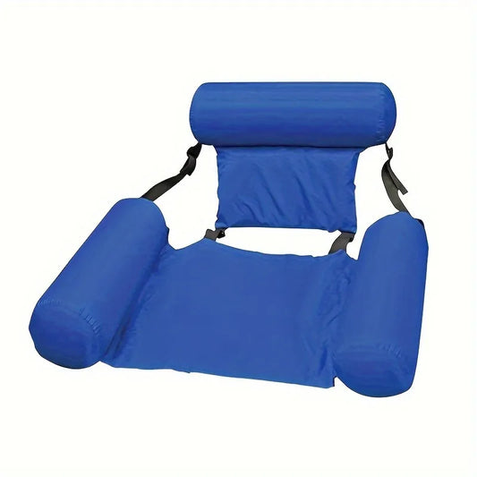 3-Tube Inflatable Pool Float Lounge, Foldable Colorful Pattern Floating Raft, Portable Pool Party & Beach Tanning Lounger Float