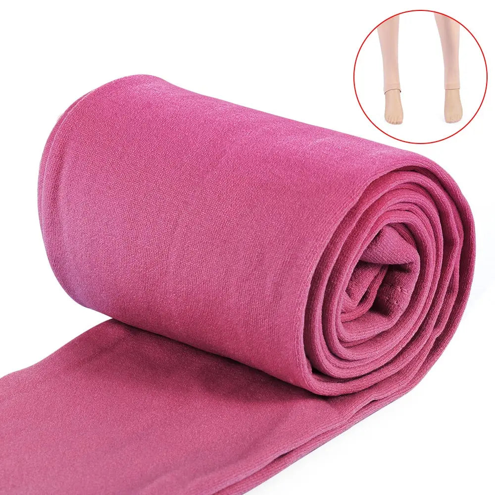Women Winter Thermal Warm Velvet Thick Pantyhose Fluff Lined Stretch Slim Leggings Pants Ankle-Length