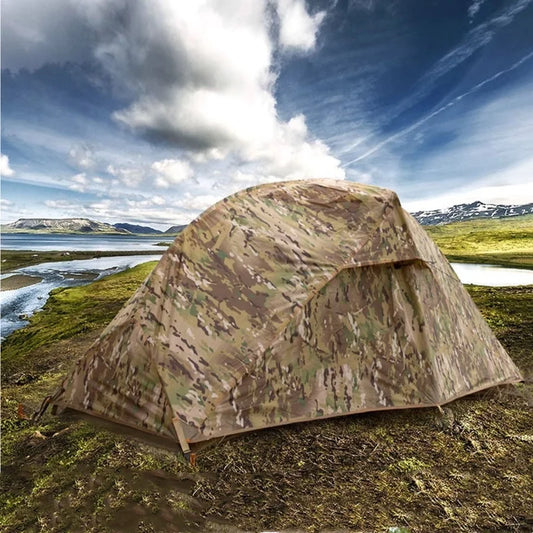 Outdoor Single Camping Tent Ultra light Hiking Tent, Double-layer Marching Camouflage Rainproof Tent trekking Shelter Tent