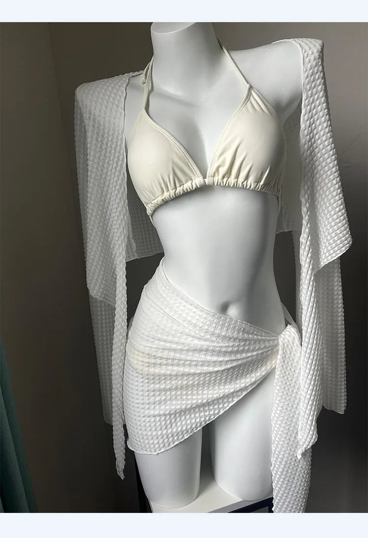 Women's Four-Piece Bikini - High-End Sexy Split Swimsuit-Premium Beach Vacation Hot Spring Swimwear for Pool Parties-Casual Use