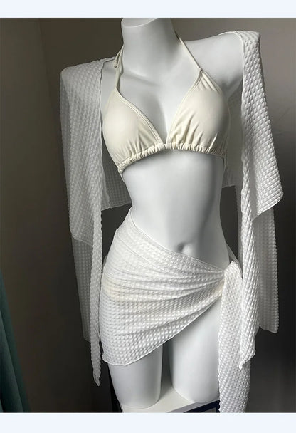 Women's Four-Piece Bikini - High-End Sexy Split Swimsuit-Premium Beach Vacation Hot Spring Swimwear for Pool Parties-Casual Use