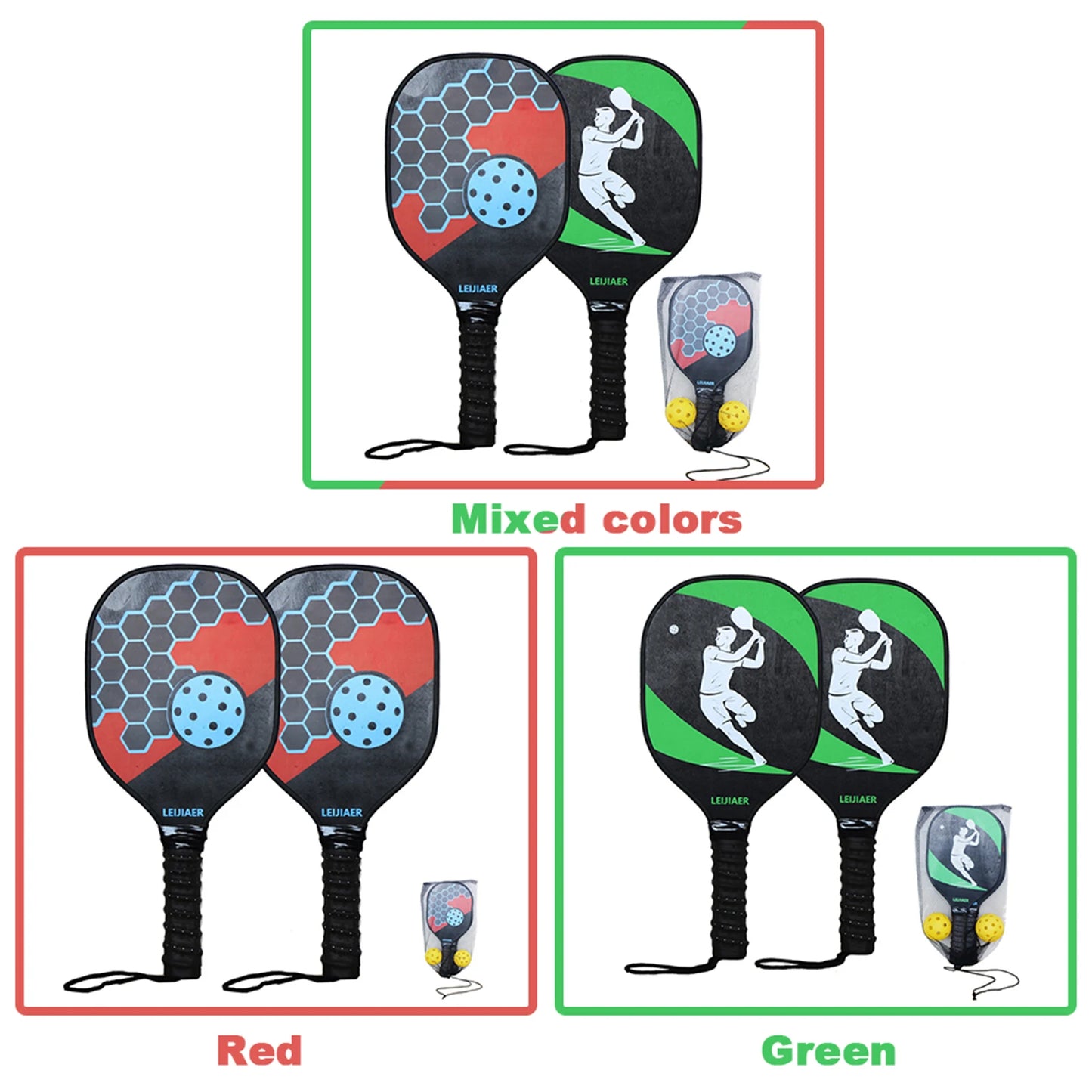 2-Pack Wooden Pickleball Paddles Set with Balls And Mesh Storage Bag Ideal for Beginners