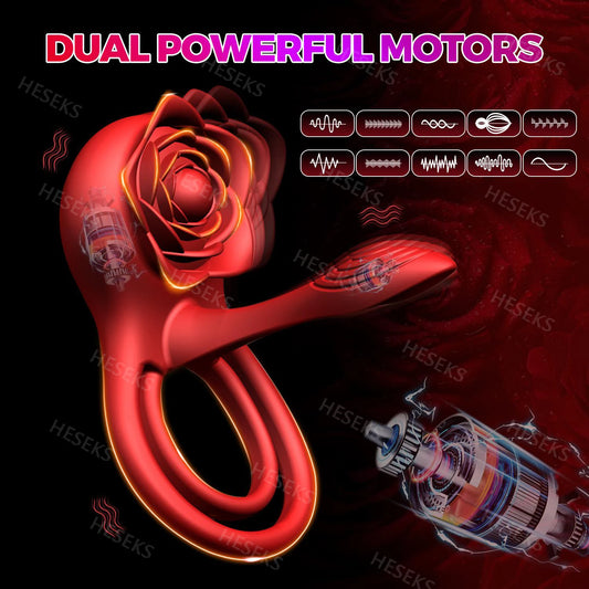 HESEKS Vibrating Cock Ring Penis Ring for Men Ejaculation Delay Rose Vibrator Clitoral Stimulator Penis Cockr Sex Toy for Couple
