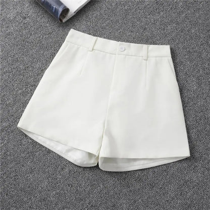 Women Suit Shorts Elegant High Waist White A Line Wide Leg Suit Short Commute Summer Suit Shorts Casual Slim Hot Short Pants