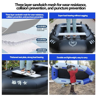 Professional Boat Raft Inflatable Set Dinghy Rowing Boats for Adults Kayak Canoe Fishing Tear-Resistant Foldable Drifting Boat