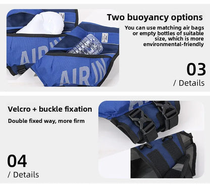 Dog Life Jacket with Airbags, Adjustable Pet Life Vest for Swimming, Oxford Fabric, Reflective Strips, S/M/L,Red / Green / Blue