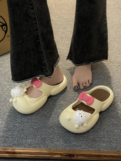 Cute Fairy  Slippers for Women's Summer Outer-Wear Thick-Soled Clogs Shoes Sandals For The Beach