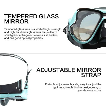 Snorkeling Gear Diving Mask Snorkel Set Full Face Silicone Large Frame Dry Snorkel for Water Sports