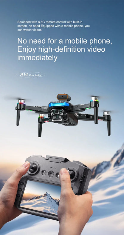 Xiaomi A14 pro Max Drone 8k HD Dual Camera GPS Brushless Optical Flow Obstacle Avoidance 4.5-inch Large Screen Uav Rc 20000m New